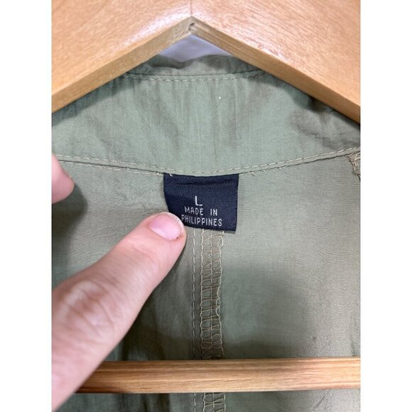 Totes Weather Protectors Men's Green Trench Coat Long Sleeve Belted Size L (C-3) - Picture 4 of 8